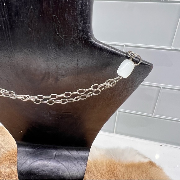 Handmade Chainmail Necklace w/ White Art Glass Beads Charm Pendant - Picture 8 of 12